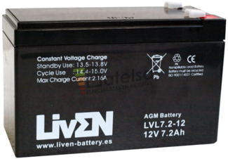 Batera 12 V 7.2 Amperios Liven Battery LVL7.2-12